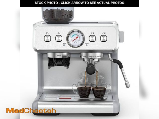 Lot 74-12557188 - *DIRTY/USED* COWSAR 2 Cup Semi-Automatic 15-Bar Espresso Machine with Built-In Grinder &amp; Milk Fr...