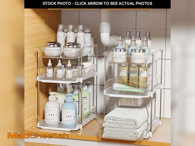 Lot 74-13948983 - Delamu 2 Sets of 3-Tier Bathroom Under Sink Organizers and Storage, Multi-Purpose Stackable Pantry O...