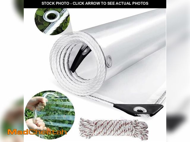 Lot 74-13709367 - Clear Waterproof Tarp Heavy Duty PVC 14 Mil Thick Outdoor Waterproof Tarpaulin 10x16ft with Grommets...