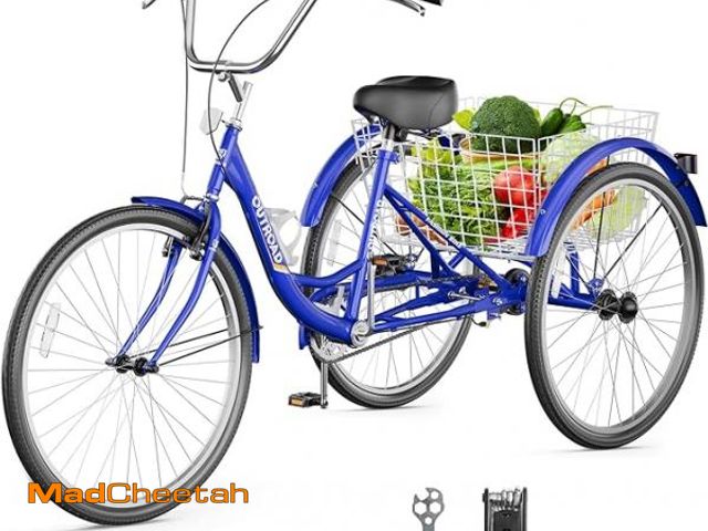 Lot 74-12249973 - VEVOR Folding Adult Tricycle 24 in. Adult Folding Trikes Carbon Steel 3 Wheel Cruiser Bike Foldable ...