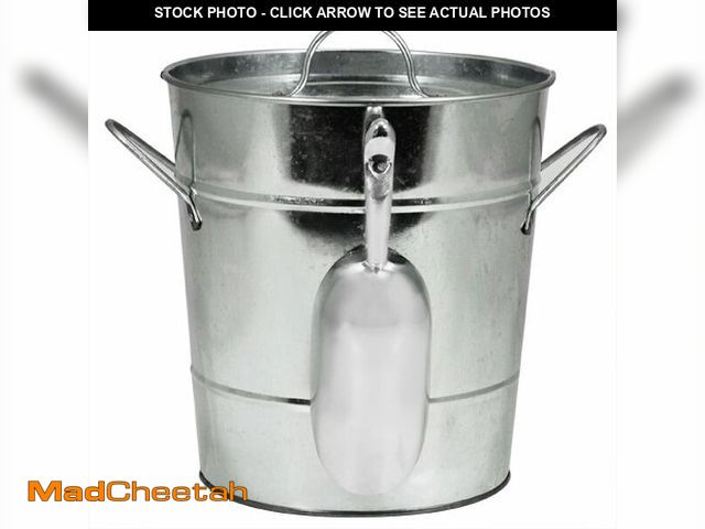 Lot 74-12679082 - Twine Insulated Ice Bucket With Lid &amp; Scooper for Parties - Galvanized Metal Bucket Cooler &amp;...