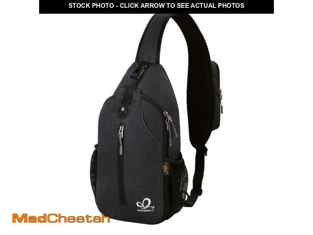 Lot 74-12444184 - WATERFLY Crossbody Sling Backpack Sling Bag Travel Hiking Chest Bag Daypack (Black) - USED