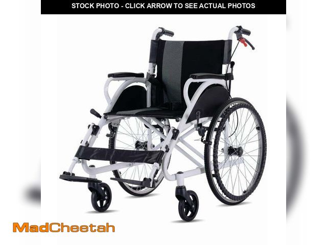 Lot 74-12814431 - NOMIGO Transport Wheelchair Study Wheelchair for Adults 21-Inch Large Rear Wheel Support 230Lbs Whit...