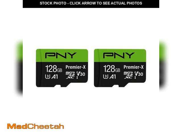 Lot 74-12716062 - PNY P-SDU128X2V31100PX-GE 128GB Premier-X Class 10 U3 V30 microSDXC Flash Memory Card 2-Pack - 100MB...