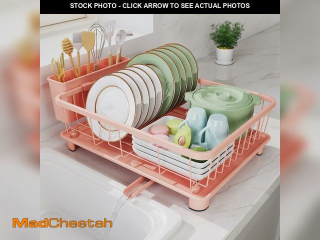 Lot 74-12454493 - Hiviweer Pink Dish Drying Rack - Space-Saving Dish Rack,Dish Racks for Kitchen Counter with Drainboa...