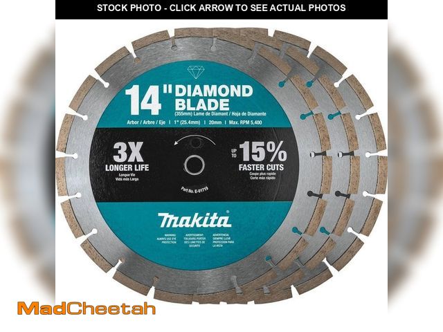 Lot 74-12855379 - Makita 14 in. Segmented Rim Diamond Blade for General Purpose (3-Pack) - UNUSED