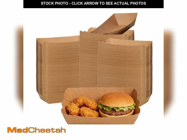 Lot 74-14054177 - Vankcp 200 Pack 5lb Paper Food Trays, Disposable Kraft Paper Food Boats, Heavy-Duty Brown Serving Bo...