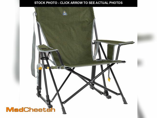 Lot 74-12685612 - GCI Outdoor Kickback Rocker Foldable Rocking Camp Chair, Heathered Loden - UNUSED