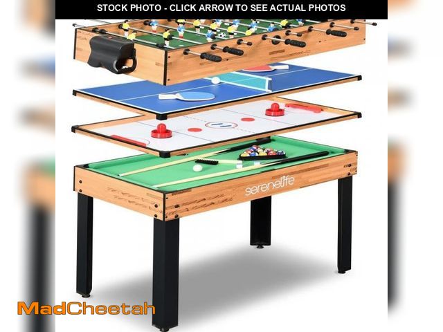 Lot 74-12165173 - SereneLife 4in1 Multi Game Table, 48Ã¢â¬Â Sports Arcade with Accessories, Ping Pong, Air Hockey, P...