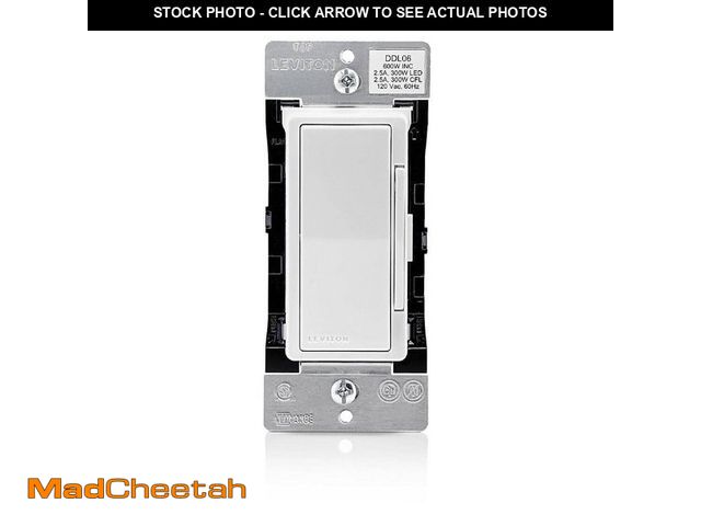 Lot 74-12855043 - Leviton Decora Digital Dimmer Switch for Dimmable LED, Halogen and Incandescent Bulbs - White DDL06-...