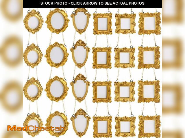 Lot 74-14066358 - Weysat 24 Pcs Hanging Mini Gold Small Picture Frames Tiny Vintage Baroque Photo Frames Antique Resin...