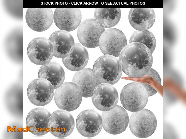 Lot 74-12442155 - Shappy 20 Packs Moon Inflatable PVC Ball Bulk - Gray Moon Shape Science Teaching Aids Planet Beach B...