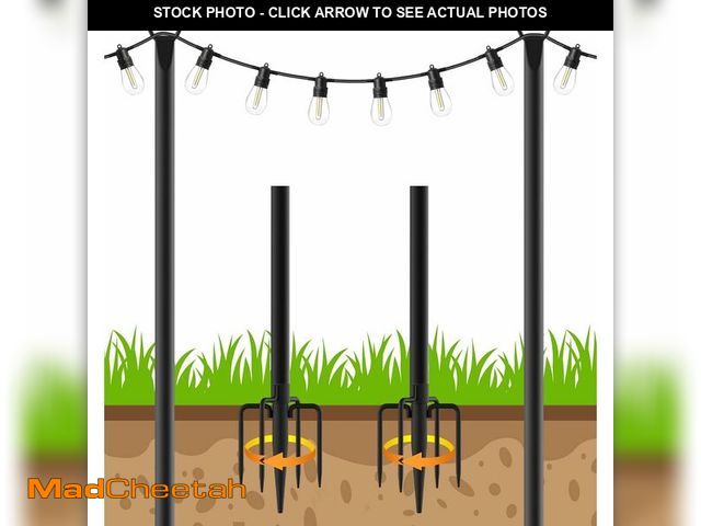 Lot 74-14056429 - AHRLHR 2 Pack String Light Poles,Poles for Outdoor String lights10 Ft Metal Poles with Fork for Outd...