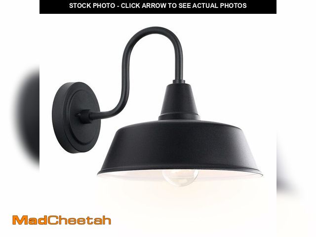 Lot 74-12972602 - GOALPLUS Matte Black Outdoor Gooseneck Barn Light for Porch, 10 Inch Dome Farmhouse Exterior Wall Li...