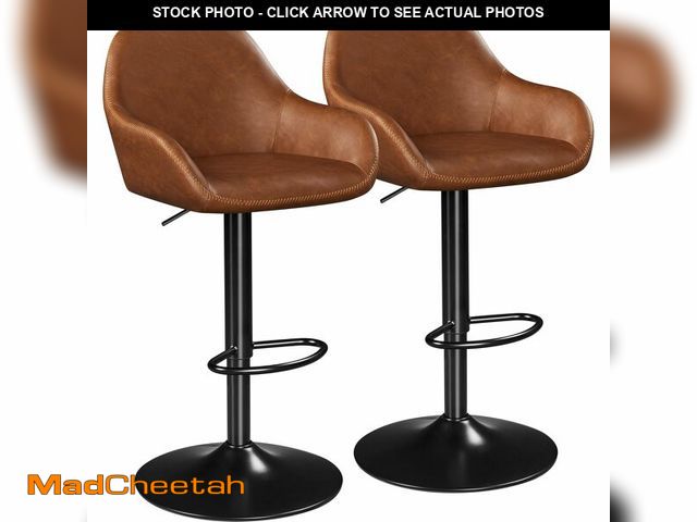 Lot 74-12570141 - Yaheetech Bar Stools Set of 2, PU Leather Swivel Counter Height Barstools, Adjustable Bar Chairs wit...