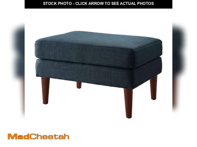 Lot 74-12746481 - Convenience Concepts Designs4Comfort Marlow Dark Blue Linen Mid Century Ottoman - UNUSED