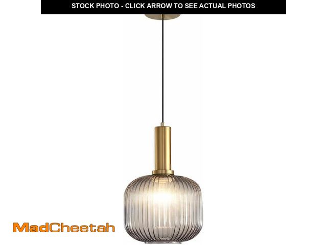 Lot 74-12604353 - KCO Lighting Mid Century Smoke Glass Pendant Light Antique Brass Kitchen Island Pendant Lighting Mod...