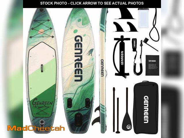 Lot 74-14287482 - Genreen Inflatable Stand Up Paddle Board with SUP Accessories, 11ft Fishing Paddle Boards for All Pe...