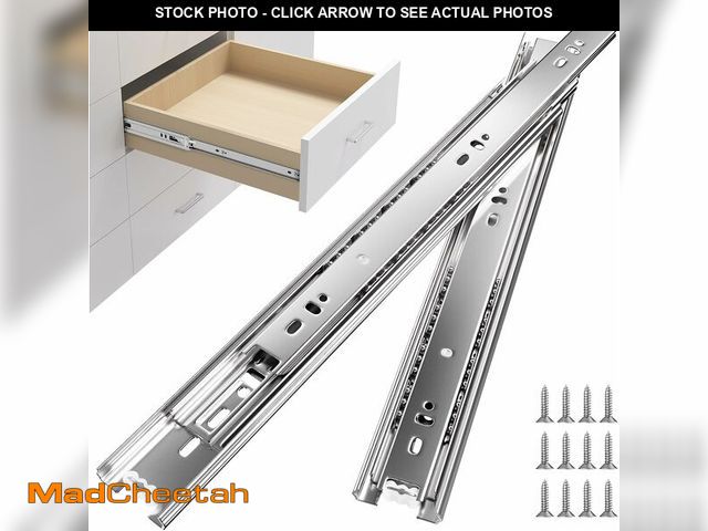 Lot 74-13835945 - homdiy Side Mount 3 Fold Full Extension Drawer Slides 18 Inch 5 Pair Solid Ball Bearing Cabinet Trac...