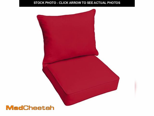 Lot 74-14313023 - SORRA HOME 23 x 25 Deep Seating Outdoor Pillow and Cushion Set in Solid Crimson - UNUSED