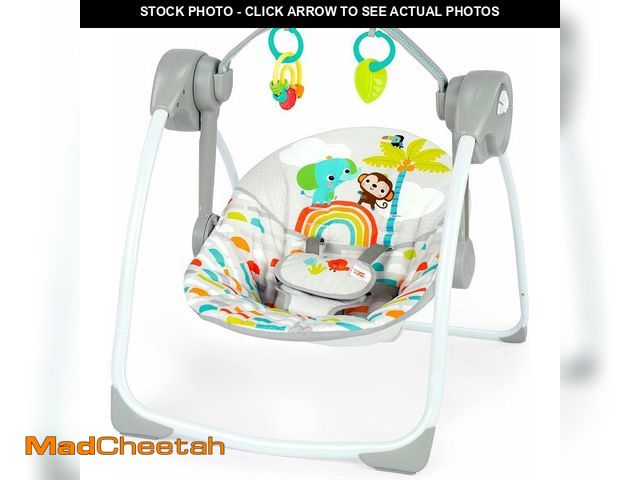 Lot 74-13041200 - Bright Starts Playful Paradise Portable Compact Automatic Baby Swing with Music, Unisex, Newborn + -...