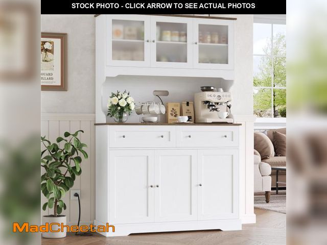 Lot 74-12378623 - FACBOTALL 71.9" Kitchen Pantry Cabinet, Tall Storage Cabinet, Kitchen Hutch with Countertop and Outl...