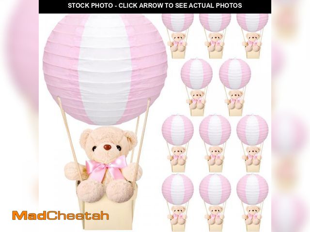 Lot 74-12047809 - Baquler 12 Sets Baby Shower Hot Air Balloon Table Centerpieces DIY Paper Lanterns Stuffed Plush Bear...