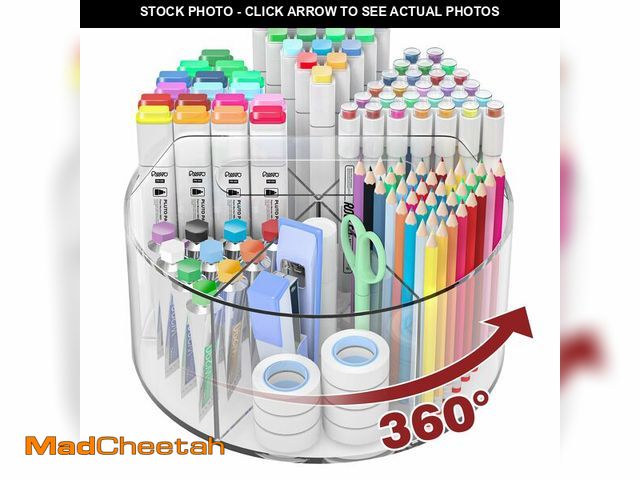 Lot 74-14264101 - Absonic 250pcs Acrylic Pencil Holder Marker Organizer, 360-Degree Rotating Pen Holder, Crayon Organi...