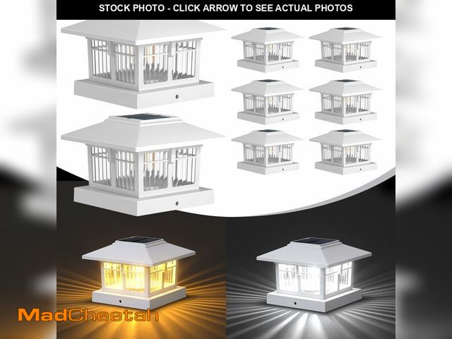 Lot 74-14208425 - EXCMARK 4x4 Solar Post Cap Lights, 8 Pack Fence Deck Post Lights Outdoor Solar Powered Waterproof wi...
