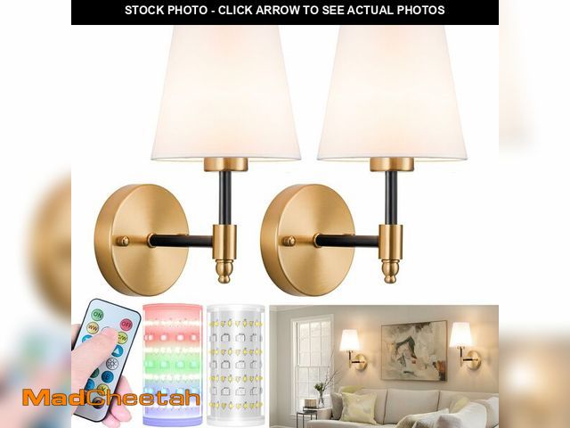 Lot 74-13572586 - Nekhung Battery Operated Wall Sconces Set of 2, Wireless Wall Light with 10000mAh RGB Dimmable Magne...