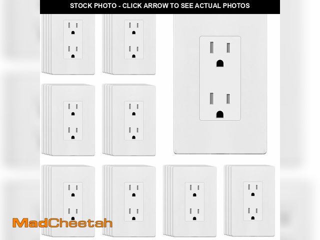 Lot 74-14146986 - ENERLITES 40 Pack White Decorator Receptacle with Screwless Wall Plate, Standard Electrical Wall Out...