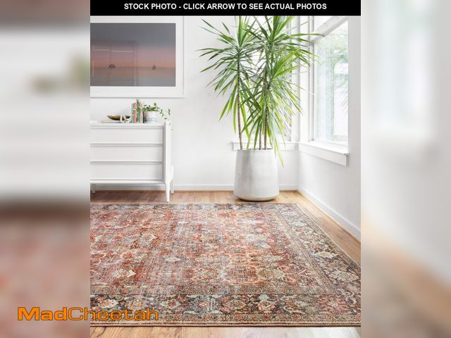 Lot 74-12538982 - Loloi Layla Collection LAY-02 Spice/Marine 5'-0" x 7'-6" .13" Thick Area Rug, Soft, Durable, Vintage...