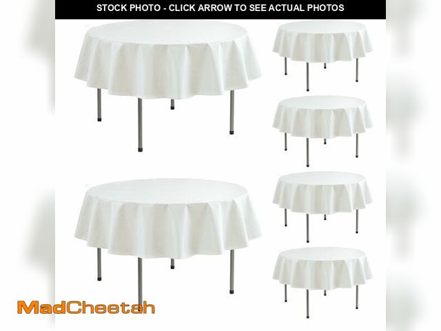 Lot 74-14296653 - Enjoyidea Round Vinyl Tablecloth with Flannel Backing-6 Pack Ivory 60 Inch Waterproof Table Cloths P...