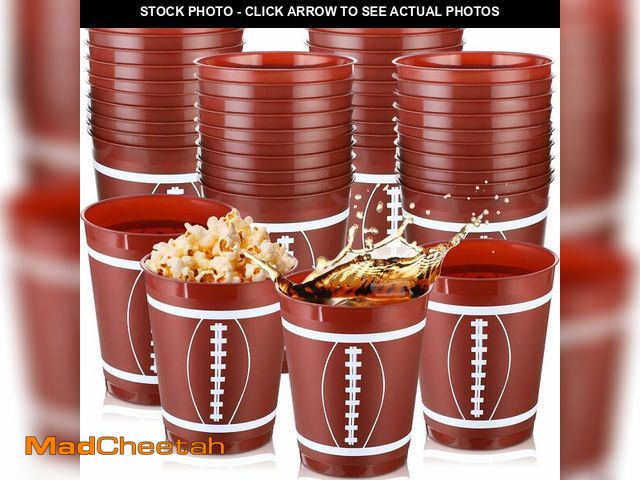 Lot 74-12719125 - Yaomiao 50 Packs Football Cups 16 oz Reusable Plastic Football Cup Sport Theme Party Supplies Center...