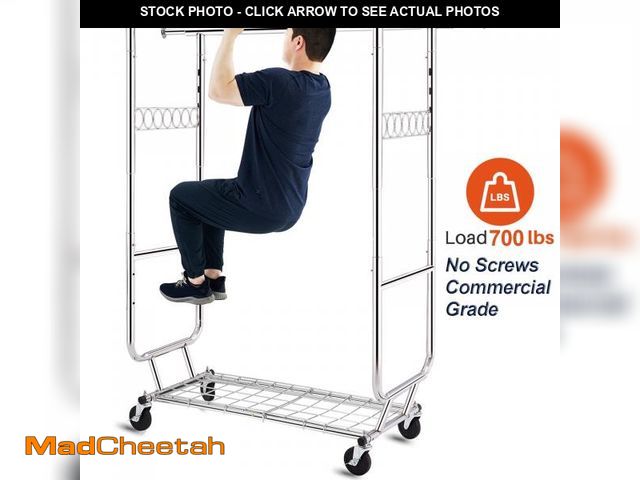 Lot 74-12491484 - HOKEEPER 700 lbs Commercial Grade Heavy Duty Garment Rack with Shelves Collapsible Clothing Racks on...