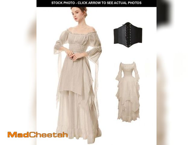 Lot 74-12048001 - BITSEACOCO Women Medieval Victorian Off Shoulder Dress, Irish Chemise Costume Renaissance Faire Fair...