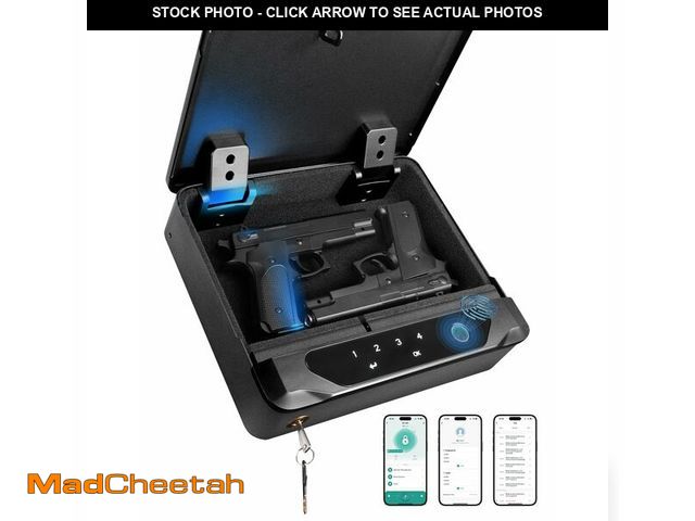 Lot 74-14423017 - Adoreal Smart Biometric Gun Safe for Handguns, 4 Ways Quick-Access Fingerprint Gun Safe for Pistols,...