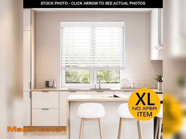 Lot 74-12689782 - (MISSING HARDWARE) DEZ FURNISHINGS Cordless 2" Faux Wood Blind, 69" W x 60" H, White - UNUSED