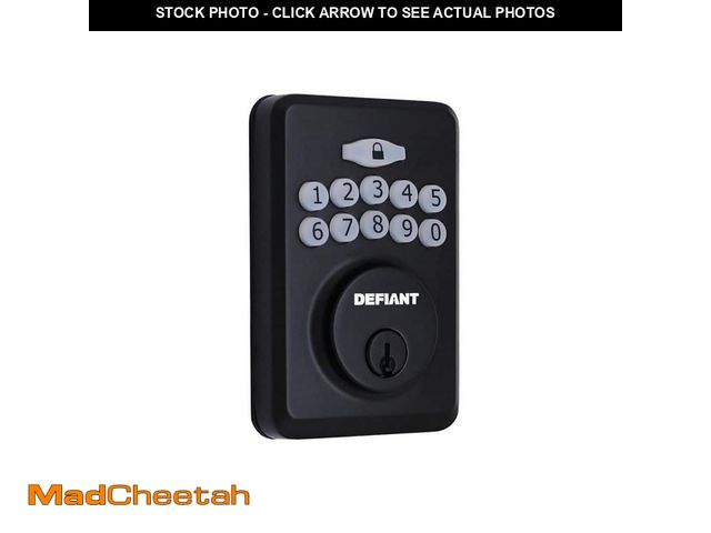 Lot 74-13770199 - Defiant Radius Matte Black Single Cylinder Electronic Keypad Deadbolt Lock - UNUSED