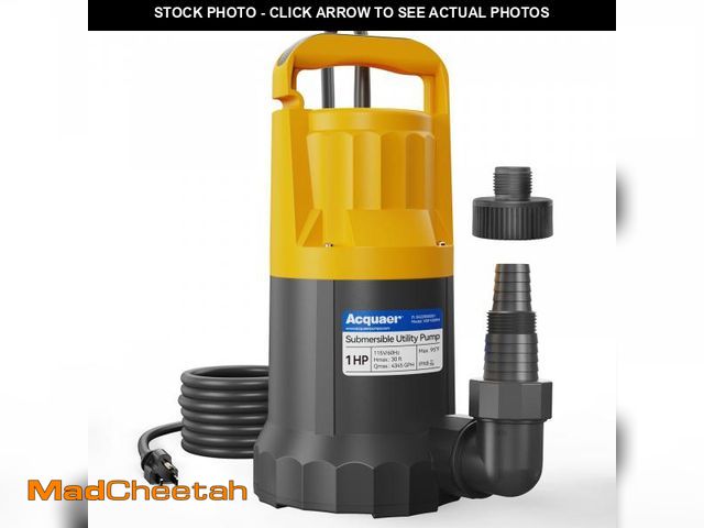 Lot 74-12110796 - Acquaer 1HP Sump Pump, 4345GPH Submersible Water Pump for Water Removal in Hot Tubs, Pools, Basement...