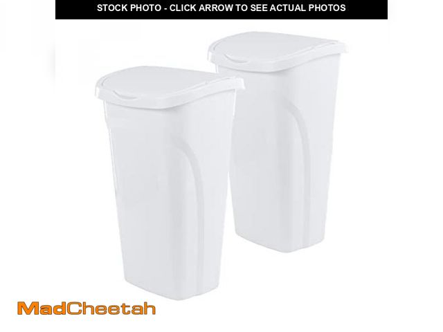 Lot 74-12098581 - United Solutions 10 Gal/40 Qt Space-Efficient Kitchen Trash Can with Dual Swing Lid, (Pack of 2), Wa...