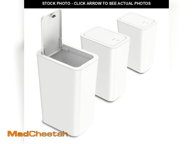 Lot 74-12704004 - N. NETDOT 3 Pack 10L / 2.6 Gallon Small Trash Can with Lid, Bathroom Garbage Can with Pop-Up Lid, Wa...