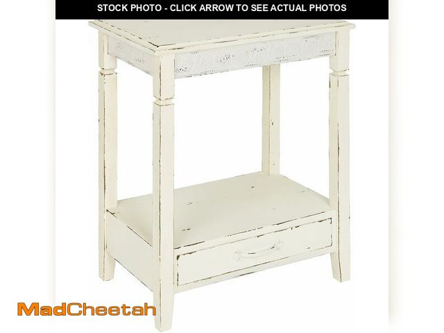 Lot 74-14581918 - Kate and Laurel Idabelle Wood Side Table with Drawer, Cream - UNUSED