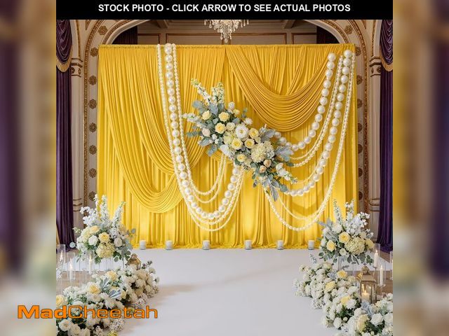 Lot 74-14205236 - 20ft x 10ft Wrinkle Free Yellow Backdrop Curtains for Parties, Thick Fabric Lemon Backdrop Drapes fo...