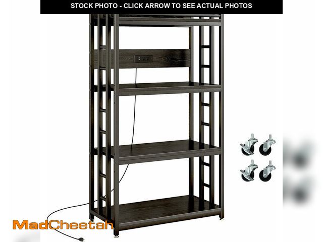 Lot 74-13927292 - METYERRY Adjustable 4-Tier Heavy Duty Kitchen Baker's Rack with Power Outlet, with Industrial Wheels...