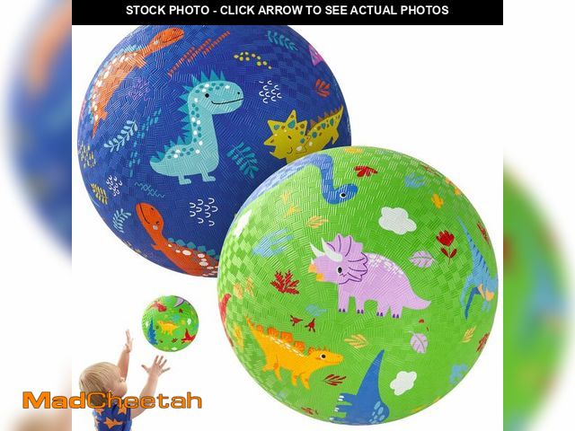 Lot 74-14151707 - PlayZap 2 Pack Playground Balls for Toddlers, Dinosaur Kickballs for Kids 3-12, 8.5" Rubber Bouncy B...