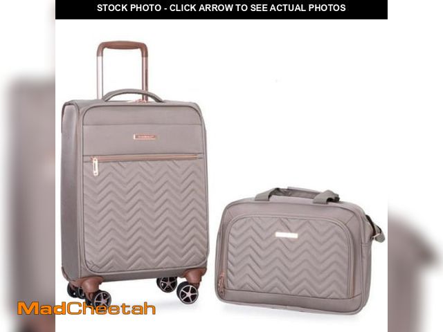 Lot 74-12157754 - Travelhouse 2 Piece Carry on Luggage Softside Lightweight Suitcase with Spinner Wheels.(Khaki) - UNU...