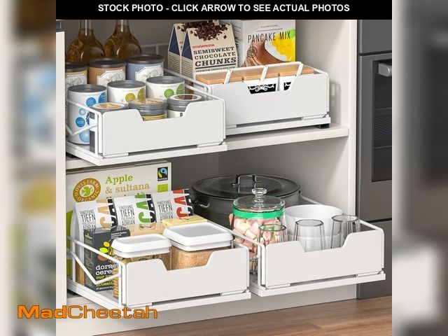 Lot 74-13632431 - ZOINLIY Pull Out Cabinet Organizer, Pantry Slide Out Drawer Organizer with Adhesive Strips, Heavy Du...