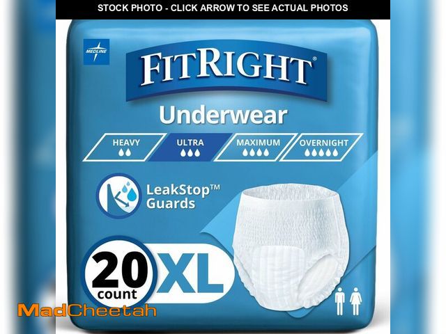 Lot 74-14380427 - FitRight Ultra Protective Incontinence Underwear, Heavy Absorbency, XL, 56 to 68", 20 Count - UNUSED