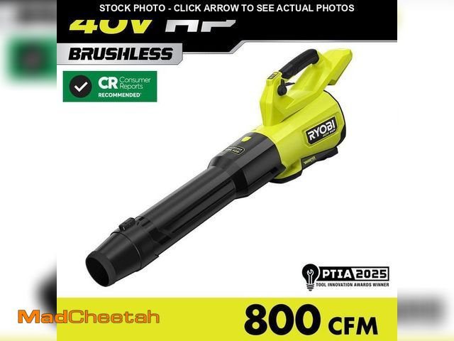 Lot 74-13058241 - RYOBI 40V HP Brushless Whisper Series 180 MPH 800 CFM Cordless Battery Leaf Blower (Tool Only) - USE...